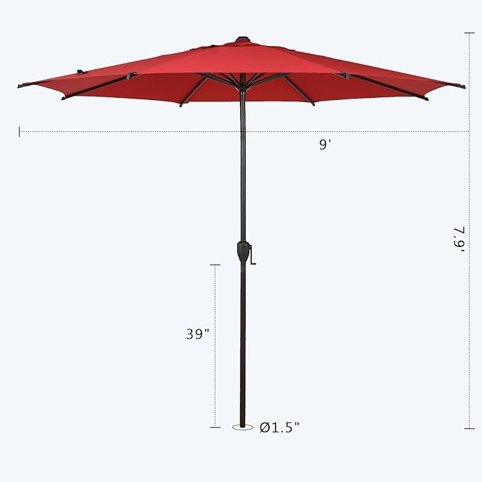 Abba Patio 9FT Lyon Outdoor Patio Umbrella Outdoor Table Umbrella - Image 3