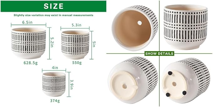 Docrin 3-Pack Ceramic Planters Set - Image 2