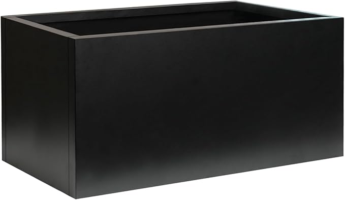 Galvanized Steel Metal Planter Rectangular Indoor 32" L x 16" W x 16" H Black by GZGNEEVL