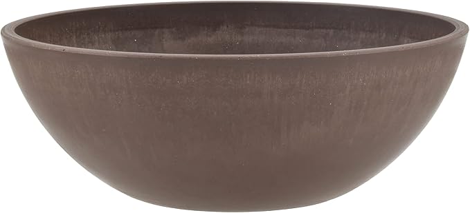 PSW Pot Collection M30C 12-inch Plastic/Stone/Wood Composite Low Bowl Planter – by PSW