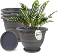 10 Inch 4 Pack Plant Pots, Plastic Flower Pot by Usocik