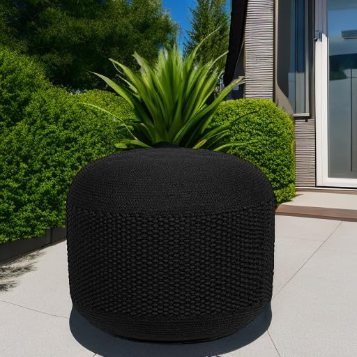 BIRDROCK HOME Outdoor Pouf Ottoman | Hand Woven Waterproof Foot Stool - Image 2