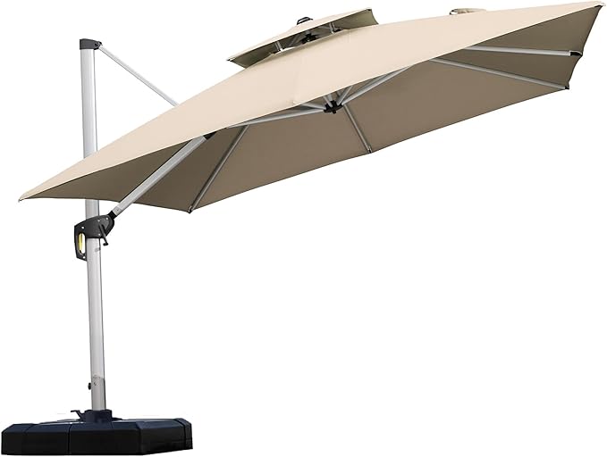 PURPLE LEAF 10ft Patio Umbrella Outdoor Square Large Cantilever Windproof by PURPLELEAF