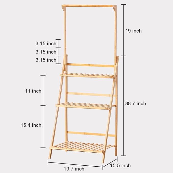 COPREE Bamboo 3-Tier Hanging Plant Stand Planter Shelves Flower Pot Organizer - Image 6