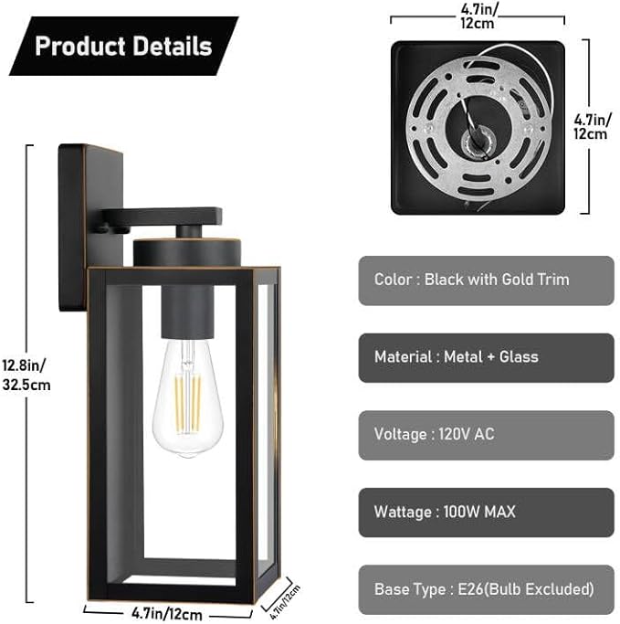 Outdoor Wall Light Fixtures, Exterior Waterproof Wall Lanterns, Bronze Porch - Image 5