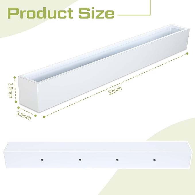 32 x 3.5 x 3.5 Inch Long Rectangular Planter Box Window Sill Plant Box Metal - Image 4