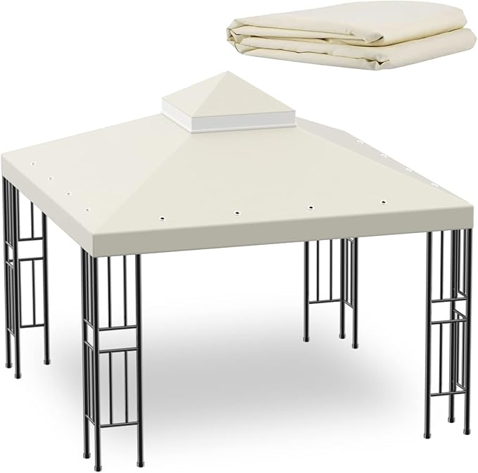 Sumfaller 10x10 FT Gazebo Replacement Canopy Top Cover Double Tiered Canopy Top by Unknown