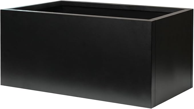 Metal Rectangular Planter Black Galvanized Steel Rectangle Planter Box 36" L x by GZGNEEVL