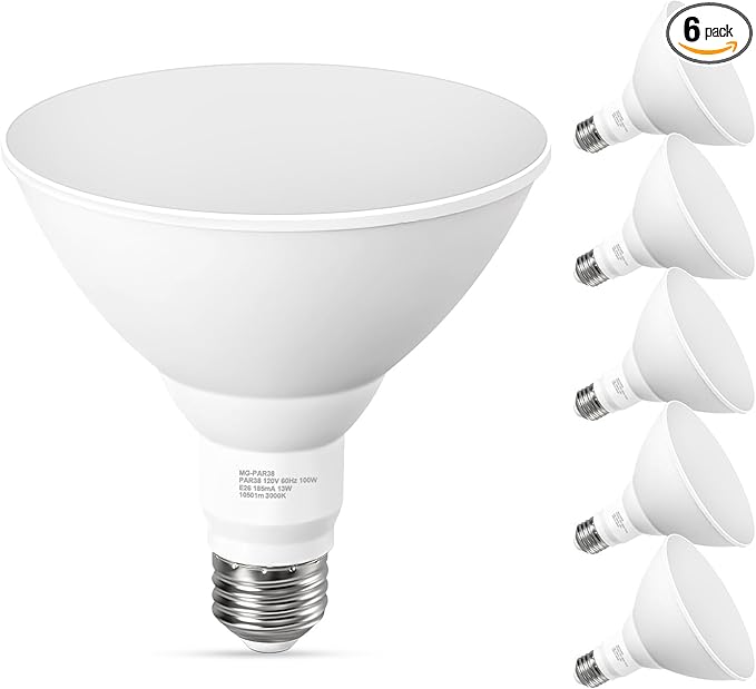 PAR38 Outdoor Flood Light Bulbs, LED Flood Light Bulb Warm White 3000K by GvvooHome