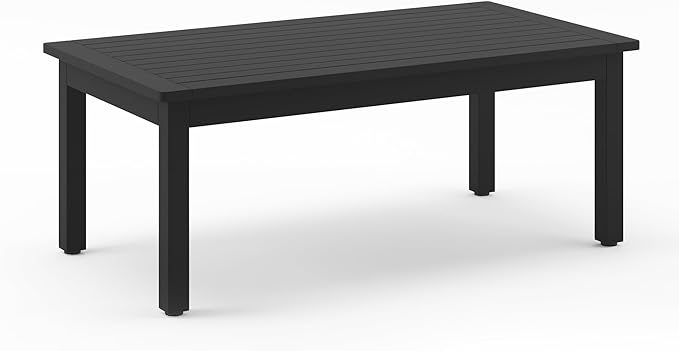 LUE BONA Outdoor Coffee Table, HDPS Black Patio Coffee Tables by LUEBONA