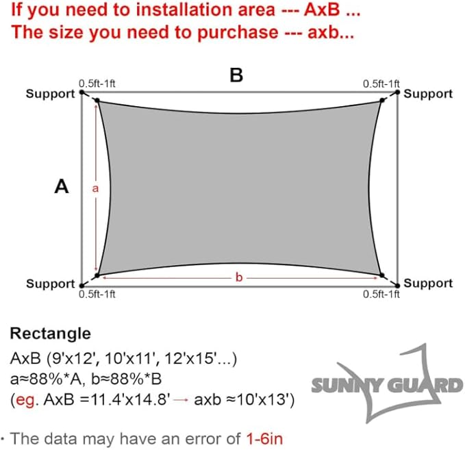 SUNNY GUARD Sun Shade Sail 7' X 13' Rectangle Butter Cream UV Block Sunshade - Image 2
