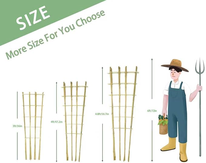 Natural Bamboo Trellis, Fan-Shaped Plant Support Trellis - Image 3