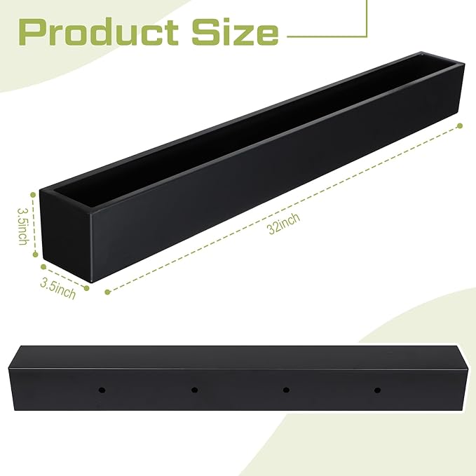 32 x 3.5 x 3.5 Inch Long Rectangular Planter Box Window Sill Plant Box Metal - Image 3