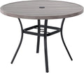 VICLLAX Round Patio Table with Adjustable Umbrella Hole, All Weather Outdoor by HOME