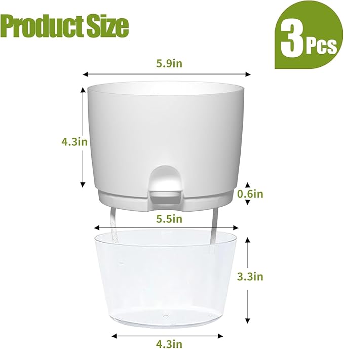 6 Inch Self Watering Plastic Plant Pots - Image 4