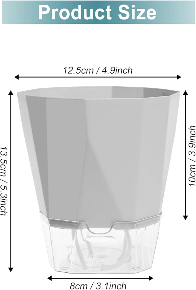 3 Pack Self Watering Planter Pots, 4.9 Inch African Violet Pots - Image 2