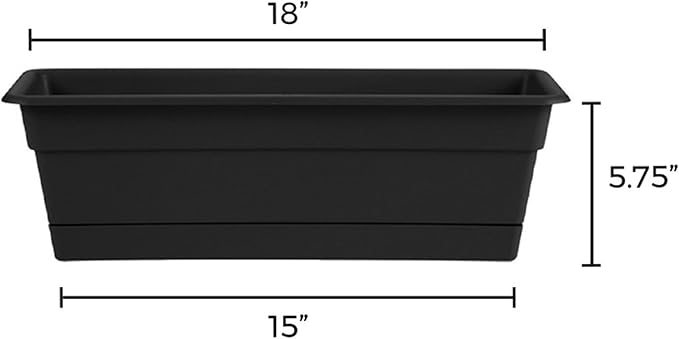 Bloem Dura Cotta 18" Black Resin Rectangle Window Box Planter - Image 3