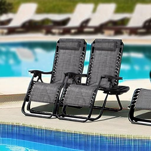 Nazhura Set of 2 Relaxing Recliners Patio Chairs Adjustable Steel Mesh Zero - Image 2