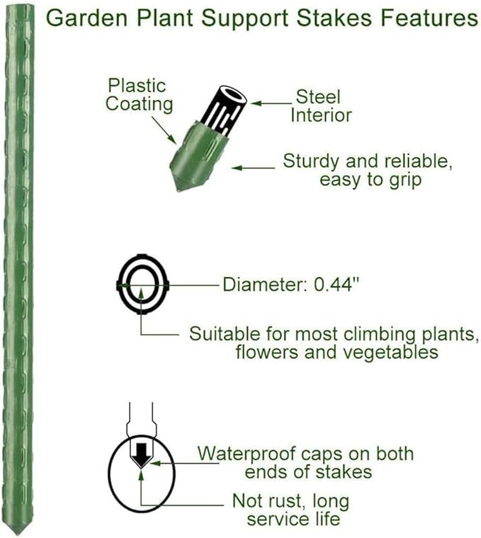 6Ft 72inch Garden Stakes Sturdy Plant Sticks Support Tomato Stakes - Image 6