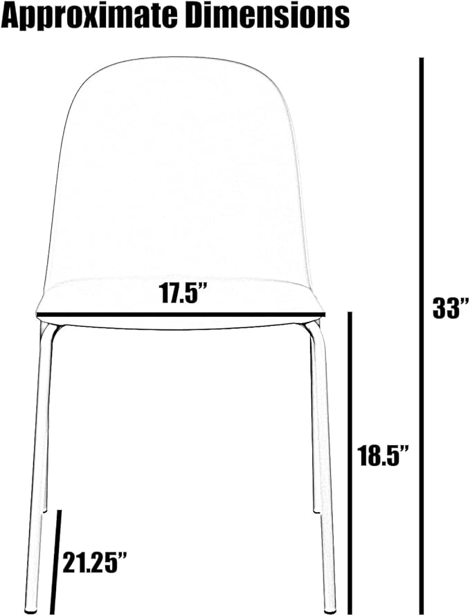 2xhome Set of 2 Modern Stackable Armless Dining Chairs, Plastic Shell Seat - Image 3