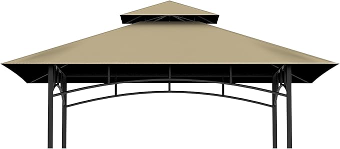 Grill Gazebo Replacement Top, 5 * 8 Outdoor BBQ Top Cover, Double Layer BBQ by COVBOARD