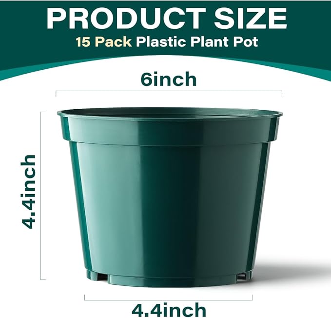 BTPLASTIK 15 Pack 6 Inch Plant Pots - Image 2
