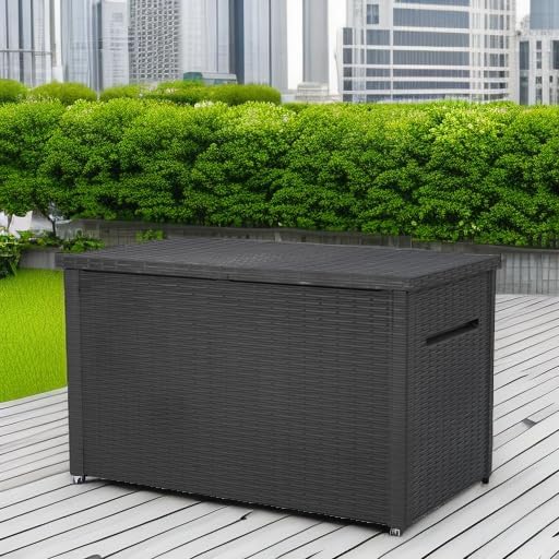 Keter Java XXL 230 Gallon Resin Rattan Look Large Outdoor Storage Deck Box - Image 5