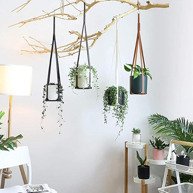 Plant Hangers PU Leather 2Pcs Hanging Planters - Image 7