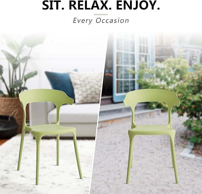 Modern Stackable Dining Chair Set, No Assembly, Plastic Chair, Patio Chair - Image 6