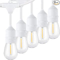 96FT Outdoor String Lights, Commercial Grade Heavy Duty White Wire Patio Light by Lakumu