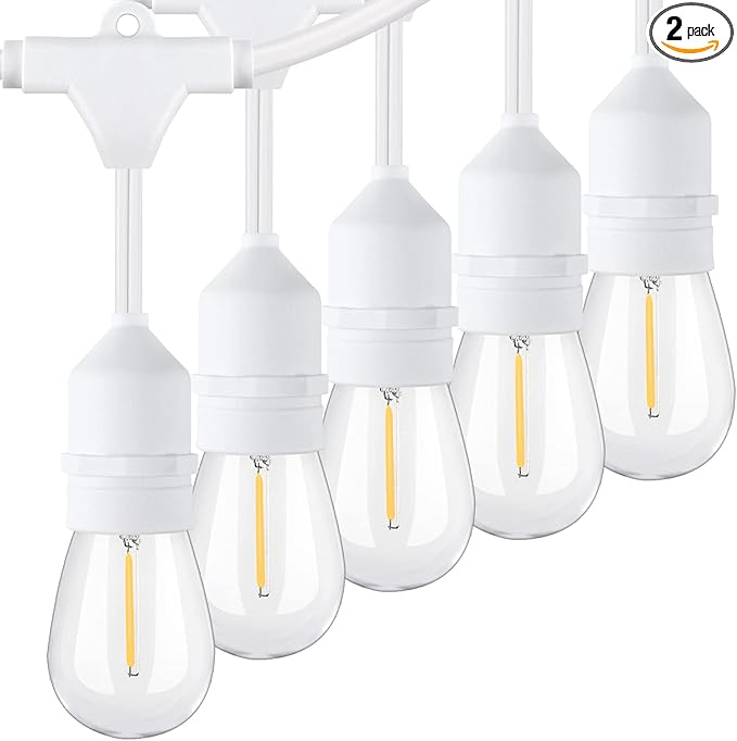 96FT Outdoor String Lights, Commercial Grade Heavy Duty White Wire Patio Light by Lakumu