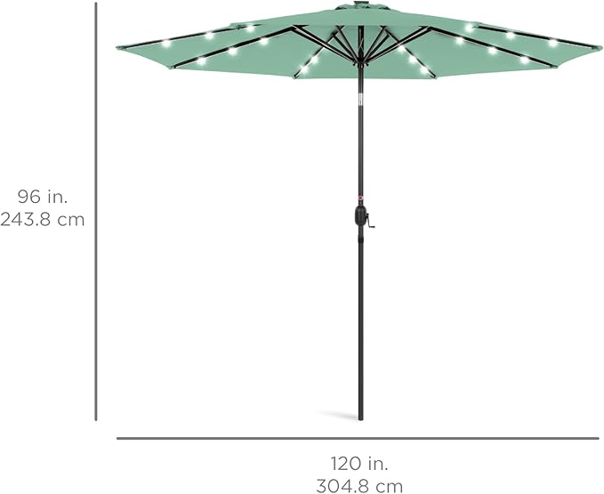 Best Choice Products 10ft Solar Polyester LED Lighted Patio Umbrella w/Tilt - Image 7