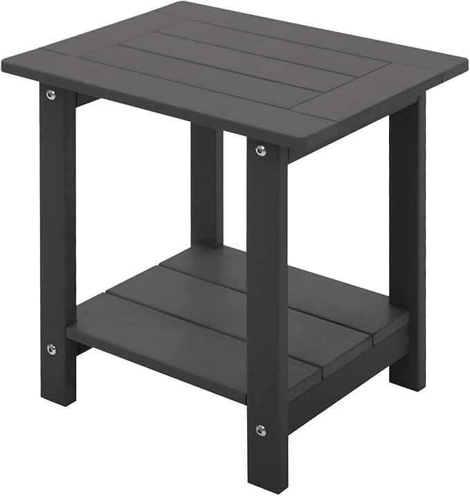 Double Adirondack Side Table Weather Resistant, Outdoor Rectangular End Table by Meluvici