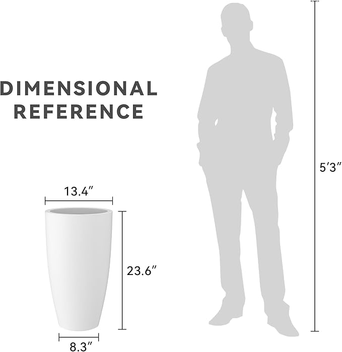 Kante 23.6" H Pure White Finish Concrete Tall Planters Large Outdoor Indoor - Image 8