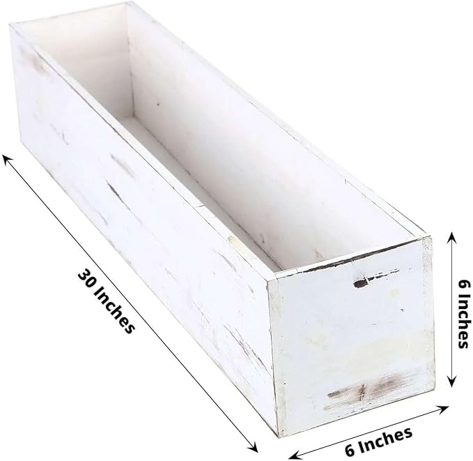 Efavormart 30"x6" Whitewash Wood Planter Box - Image 3
