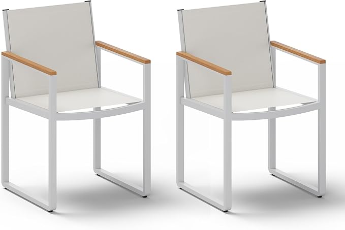 Outdoor Dining Chairs Set of 2, Aluminum Patio Dining Chiars by Oasbira