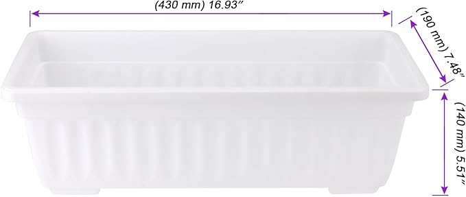 JOIKIT 6 Packs 17 Inch White Plastic Flower Window Boxes Planters - Image 2