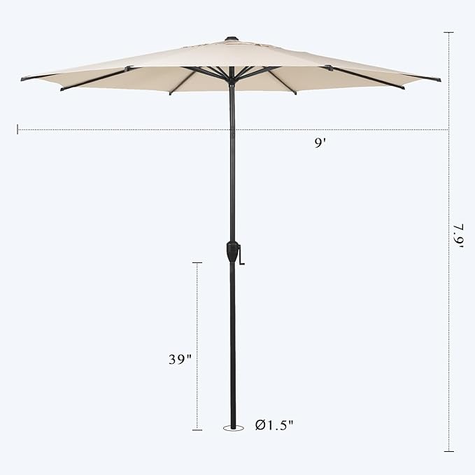 Abba Patio 9FT Lyon Outdoor Patio Umbrella Outdoor Table Umbrella - Image 3
