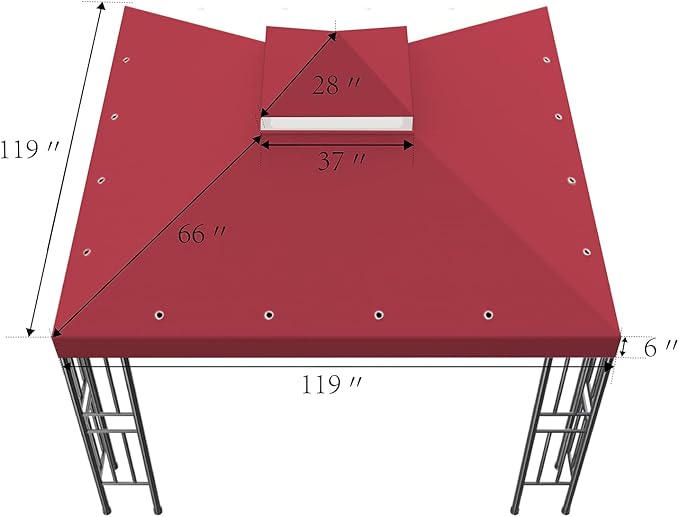 Sumfaller 10x10 FT Gazebo Replacement Canopy Top Cover Double Tiered Canopy Top - Image 6