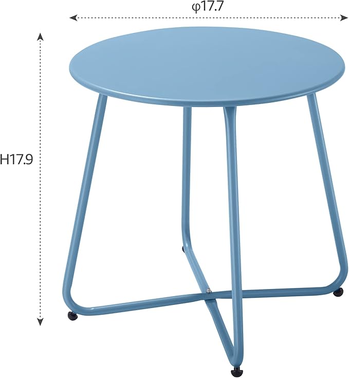 Patio Outdoor Side Table Waterproof Round Metal Steel Small Side Table Weather - Image 3