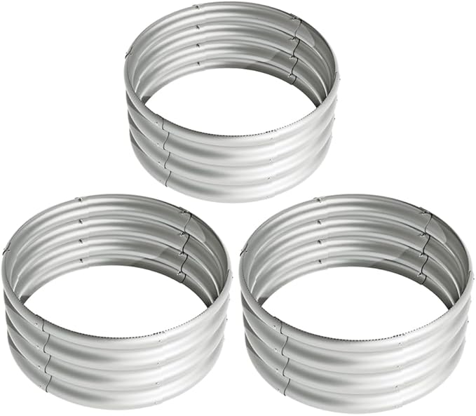 2x2x1ft-3pcs-Oval Raised Garden Bed Kit, Galvanized Planter Garden Boxes Outdoor by kingddeergardenbed