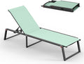 Aluminum Chaise Lounge Chair Outdoor, Foldable & Assembly Free Patio Pool by Oasbira