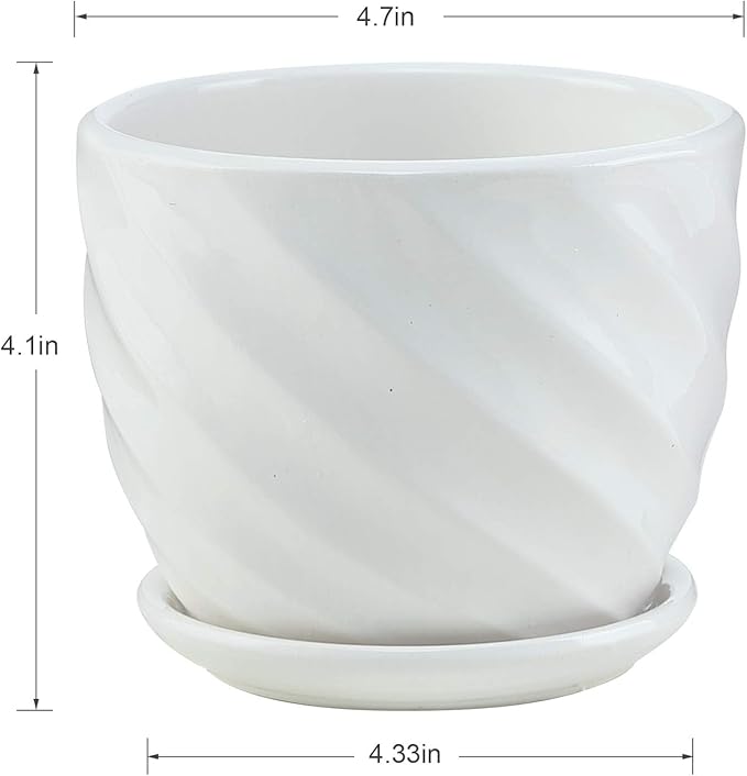 Plant Pots - 4.7 Inch Cylinder Ceramic Planters - Image 3