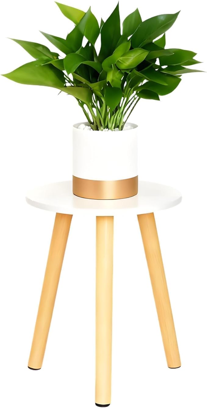 Plant Stand Indoor/Outdoor for Plants, Wood White Planter Stands Holder Mid by Home