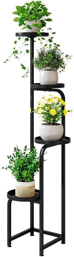 Plant Stand Indoor Outdoor 4 Tier Metal Plant Shelf by INGIORDAR