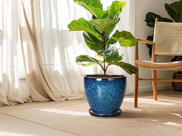 10 Inch Ceramic Planter Pot Round Plant Pot - Image 5