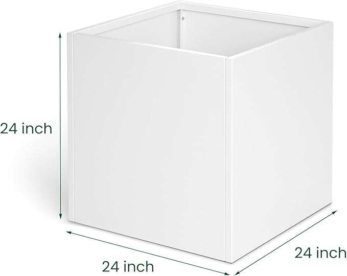 White Steel Planter Square Outdoor Planters Galvanized Steel Planter Box 24 - Image 2