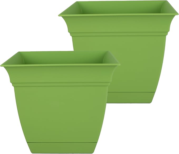 The HC Companies 12 Inch Eclipse Square Planter Pots w/Drainage Holes & by TheHCCompanies