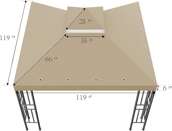 Sumfaller 10x10 FT Gazebo Replacement Canopy Top Cover Double Tiered Canopy Top - Image 6