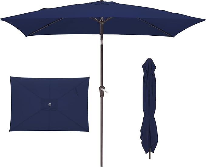 JEAREY 6.5x10 ft Rectangular Patio Umbrellas Rectangle Outdoor Umbrella by JEAREYOutdoorsCollection